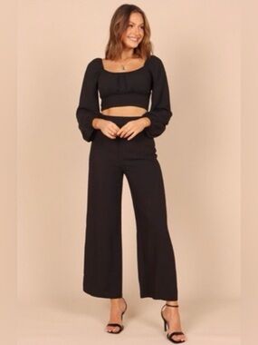 NWT Petal & Pup Evelyn Two 2 Piece Pant Set in Black Size XL